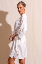 Amelie White Lace Satin Bridal Robe